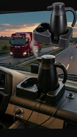 El-is otomotiv  Premium Dijital Ekranlı Araç Içi Kettle Su Isıtıcı (12V / 24V Uyumlu) – 1300 ml Paslanmazı Çelik Çakmaklık Tipi Su Isıtıcısı