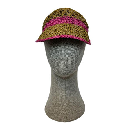 Uretti - Necla 4345 9115 El Örgüsü Kağıt İp Yazlık Siperli Kasket Şapka - M