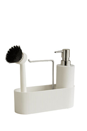 Beyaz Fırçalı Sabunluk - Mutfak,Lavabo Düzenleyici Seti,Organizer