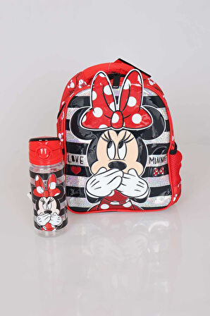 LİSANSLI MINNIE MOUSE ANAOKULU ÇANTASI VE TRITAN MATARA 500 ML 2'LİSİ