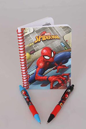 LİSANSLI SPIDERMAN ÇİZGİLİ NOT DEFTERİ VE VERSATİL UÇLU KALEM 0.7 mm 2'LİSİ 