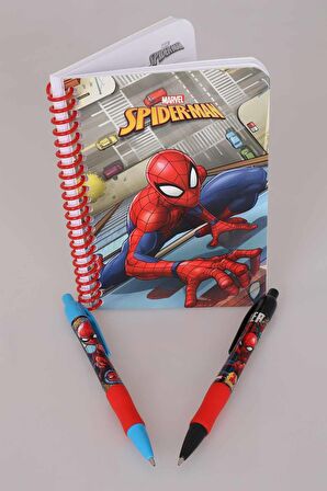 LİSANSLI SPIDERMAN ÇİZGİLİ NOT DEFTERİ VE VERSATİL UÇLU KALEM 0.7 mm 2'LİSİ 