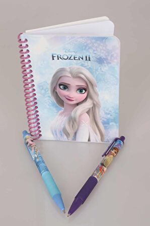 LİSANSLI ELSA FROZEN ÇİZGİLİ NOT DEFTERİ VE VERSATİL UÇLU KALEM 0.7 mm 2'LİSİ 