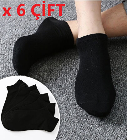 6 Çift siyah Desenli çorap pamuklu ayak bileği düşük kesim genç Çorabı  36-40