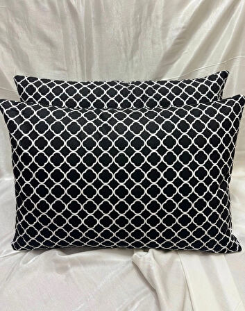 Desenli Fermuarlı | 2 Adet Yastık Kılıfı Pamuklu