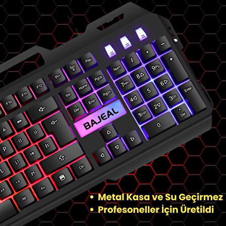 Coofbe Metal RGB Işıklı Kablolu Q Gaming Oyuncu Klavyesi Mekanik Klavye Su Geçirmez Toza Dayanıklı