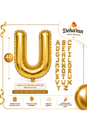 Dehaparty Gold Harf Folyo Balon 40cm Parti Süsleme Malzemeleri