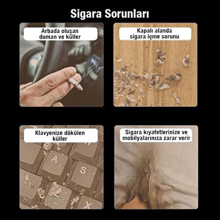 Polham Taşınabilir Sigara Küllüğü Araç Küllük Araç İçi Mini Sigara Tutucu Ahşap Kül Tablası