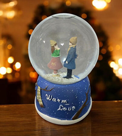 8 cm Müzikli Işıklı  Romantik Aşıklar Kar Küresi 4419
