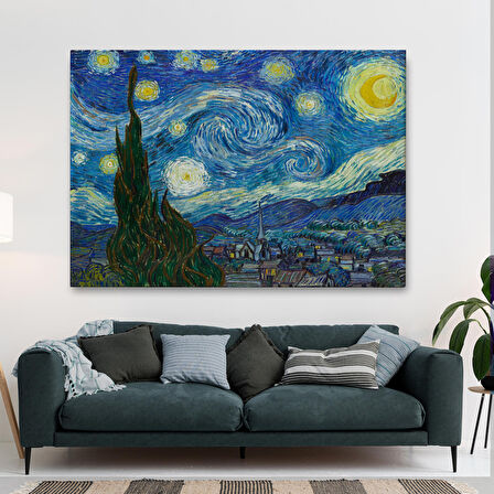Vincent Van Gogh, Yıldızlı Gece Kanvas Tablosu-5165
