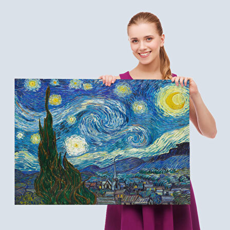 Vincent Van Gogh, Yıldızlı Gece Kanvas Tablosu-5165