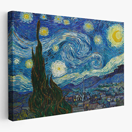 Vincent Van Gogh, Yıldızlı Gece Kanvas Tablosu-5165