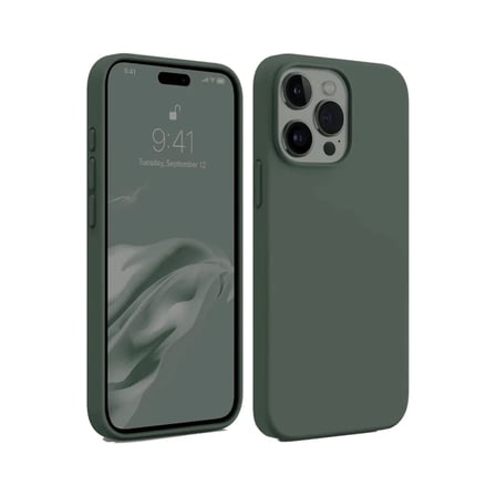 Apple iPhone 15 Pro Max Kılıf First Silikon - Koyu Yeşil
