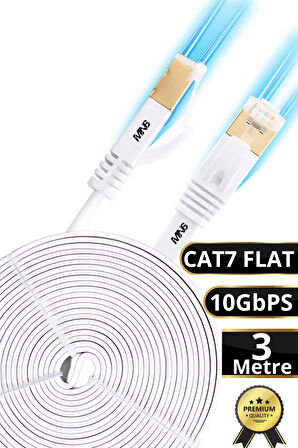 MN6 M112GM Flat Cat7 Kablo/3 METRE/10GBPS-600MHZ-RoHs Sertifikalı/Cat7 Ethernet Kablosu