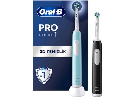  Oral-B Pro Series 1 İkili Paket, Siyah ve Mavi Şarjlı Diş Fırçaları