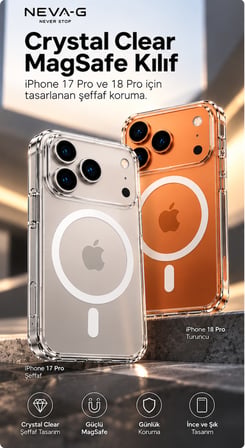 Premium Seffaf Sert TPU Crystal Clear Magsafe Ozellikli Iphone Kılıf