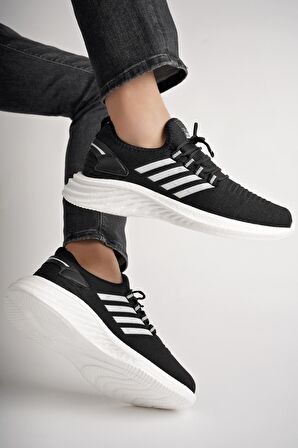 Muggo Montag Garantili Günlük Ortopedik Kaymaz Taban Bağcıklı Çizgili Erkek Sneaker Spor Ayakkabı