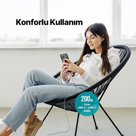 Ttec Super Şarj Örgü Tasarım 2Mt 65W Type c Şarj Kablosu Samsung Huawei Macbook Tablet Şarj Kablo