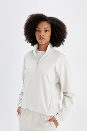 DeFactoFit Loose Fit Dik Yaka Fermuarlı Sporcu Sweatshirt C9406AX24AUGR493