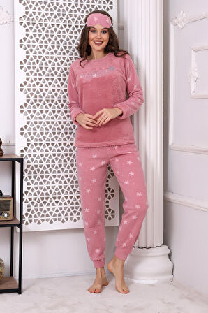 Fawn 3024 Peluş Welsoft Polar Kışlık Yumoş Kadın Pijama Takımı