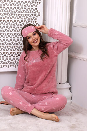 Fawn 3024 Peluş Welsoft Polar Kışlık Yumoş Kadın Pijama Takımı