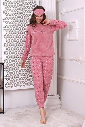 Fawn 3021 Peluş Welsoft Polar Kışlık Yumoş Kadın Pijama Takımı