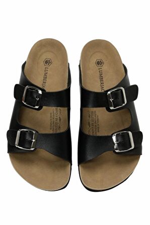 Lumberjack Mendy Tokalı Beyaz Yazlık Kadın Plaj Terlik sİYAH