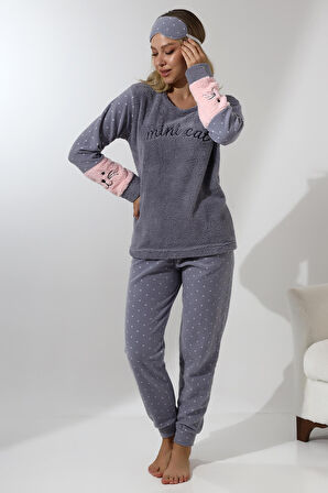 Fawn 3012 Peluş Welsoft Polar Kışlık Yumoş Kadın Pijama Takımı