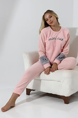 Fawn 3012 Peluş Welsoft Polar Kışlık Yumoş Kadın Pijama Takımı