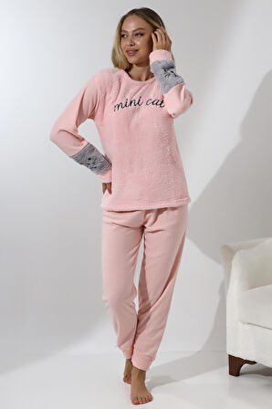 Fawn 3012 Peluş Welsoft Polar Kışlık Yumoş Kadın Pijama Takımı