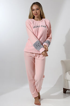 Fawn 3012 Peluş Welsoft Polar Kışlık Yumoş Kadın Pijama Takımı