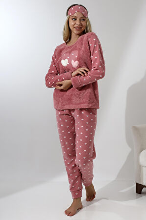 Fawn 5003 Peluş Welsoft Polar Kışlık Yumoş Kadın Pijama Takımı
