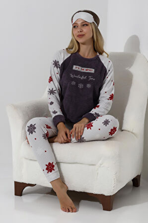 Fawn 5009 Peluş Welsoft Polar Kışlık Yumoş Kadın Pijama Takımı