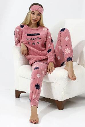 Fawn 5009 Peluş Welsoft Polar Kışlık Yumoş Kadın Pijama Takımı