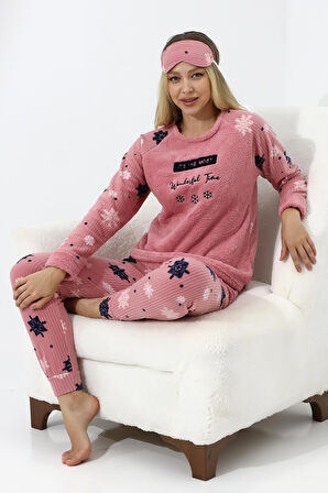Fawn 5009 Peluş Welsoft Polar Kışlık Yumoş Kadın Pijama Takımı