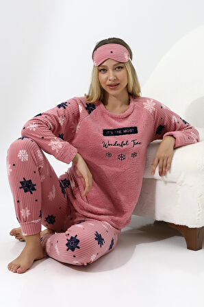 Fawn 5009 Peluş Welsoft Polar Kışlık Yumoş Kadın Pijama Takımı