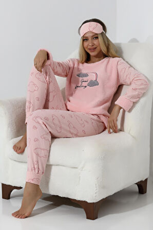 Fawn 5010 Peluş Welsoft Polar Kışlık Yumoş Kadın Pijama Takımı