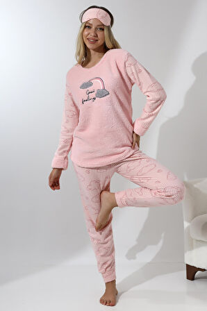 Fawn 5010 Peluş Welsoft Polar Kışlık Yumoş Kadın Pijama Takımı