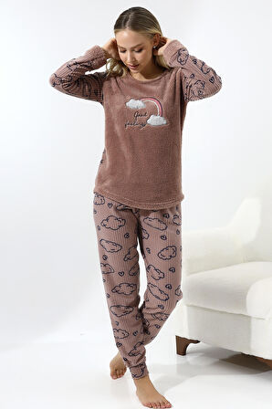 Fawn 5010 Peluş Welsoft Polar Kışlık Yumoş Kadın Pijama Takımı