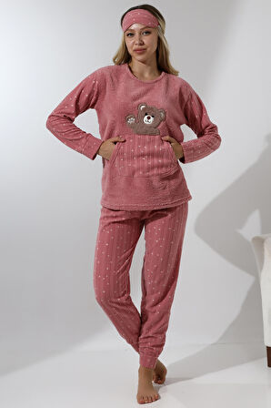 Fawn 5014 Peluş Welsoft Polar Kışlık Yumoş Kadın Pijama Takımı