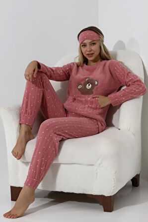 Fawn 5014 Peluş Welsoft Polar Kışlık Yumoş Kadın Pijama Takımı