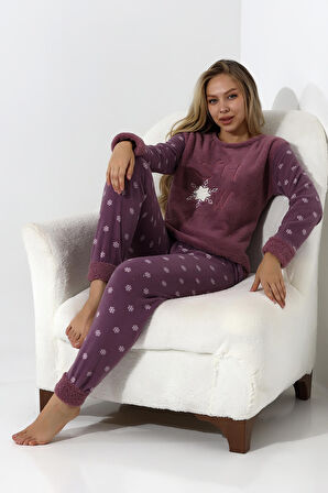 Fawn 5020 Peluş Welsoft Polar Kışlık Yumoş Kadın Pijama Takımı