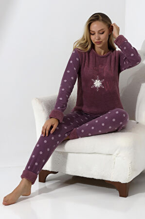 Fawn 5020 Peluş Welsoft Polar Kışlık Yumoş Kadın Pijama Takımı