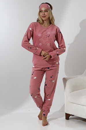 Fawn 5008 Peluş Welsoft Polar Kışlık Yumoş Kadın Pijama Takımı