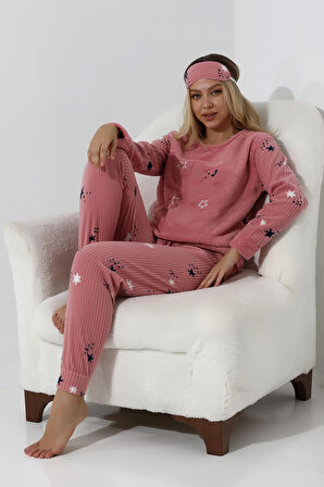 Fawn 5008 Peluş Welsoft Polar Kışlık Yumoş Kadın Pijama Takımı