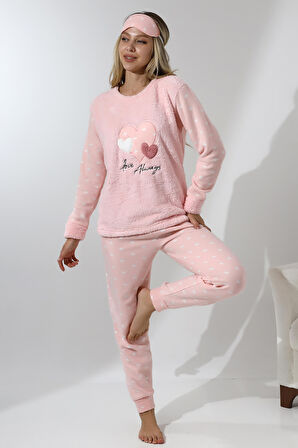 Fawn 5003 Peluş Welsoft Polar Kışlık Yumoş Kadın Pijama Takımı