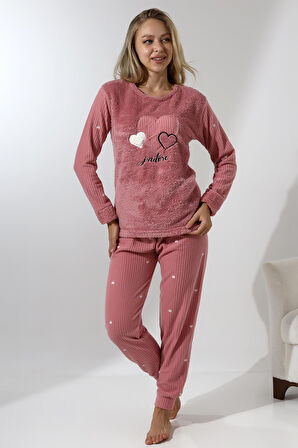 Fawn 5005 Peluş Welsoft Polar Kışlık Yumoş Kadın Pijama Takımı
