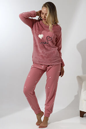 Fawn 5005 Peluş Welsoft Polar Kışlık Yumoş Kadın Pijama Takımı