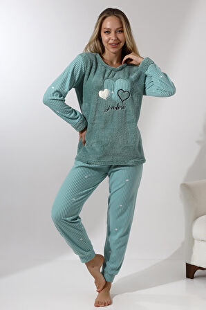 Fawn 5005 Peluş Welsoft Polar Kışlık Yumoş Kadın Pijama Takımı