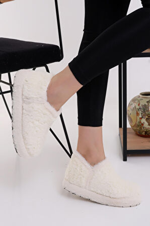 Wordex Pwr EB085 Kadın Peluş Kışlık Panduf Ev Botu Pofuduk Ev Ayakkabısı